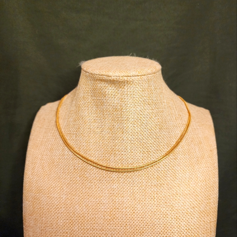 Anne Klein Double Layer Gold Simple Necklace